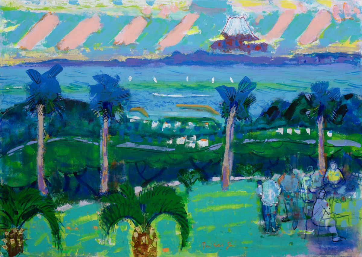 Y338 佐藤泰生 油彩画 「ダリアと百合と薔薇」 ガラス絵 日動画廊取扱　J